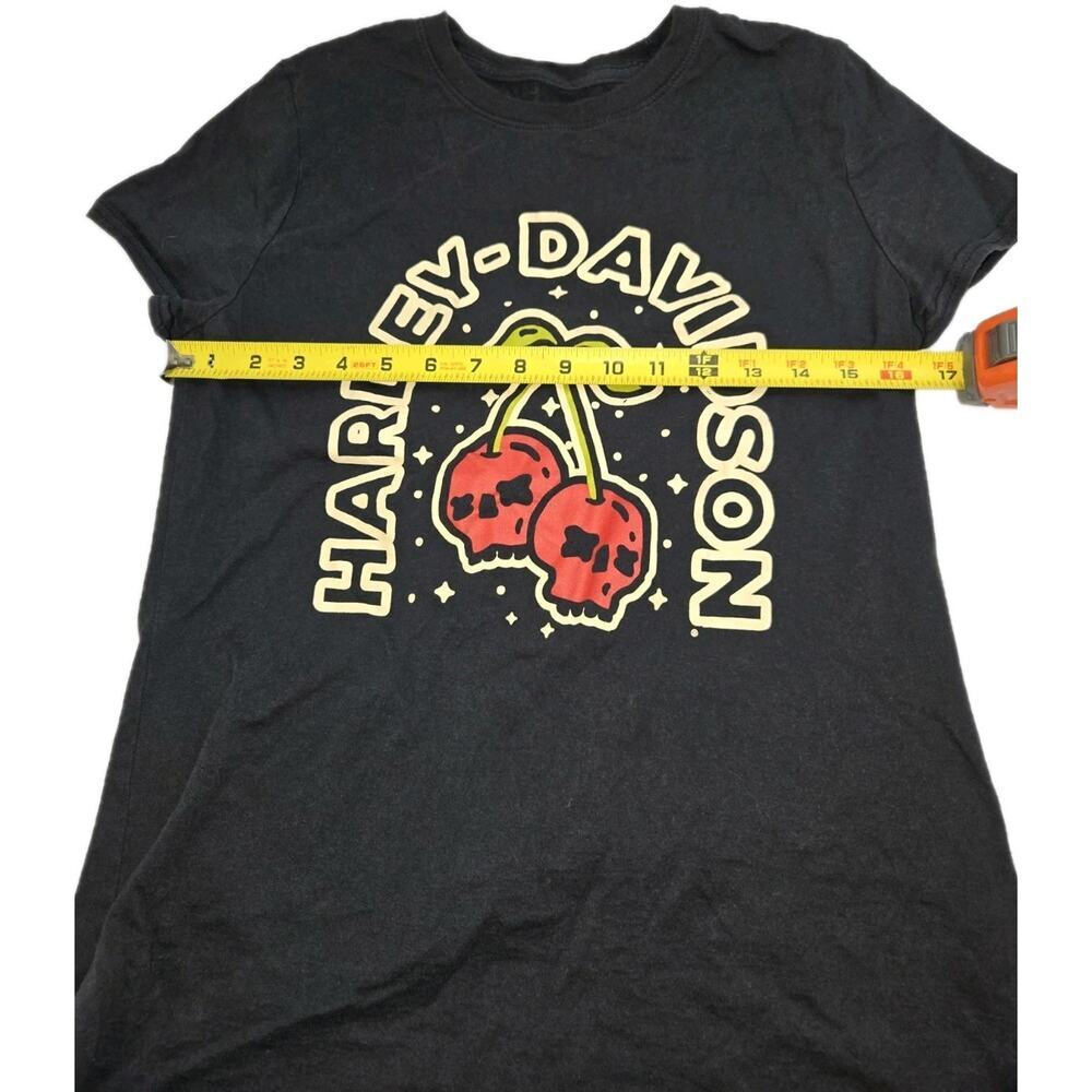 Harley-Davidson EUC Size M Top‎ Women Small Black Cotton Motorcycle Cherry Skull - Picture 12 of 12